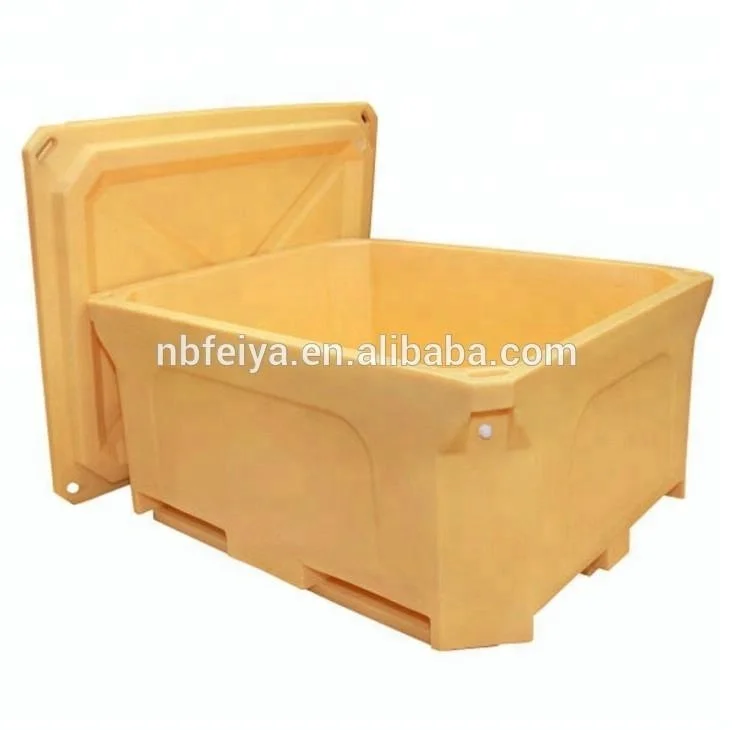 FEIYA Plastic rotomolded ice chest camping cooler box wheeled custom roto molded cooler with cup holder