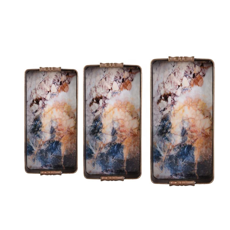 Party vintage retro antique nesting paint rectangle rectangular onyx rustic bar beer wine black galvanized metal serving tray