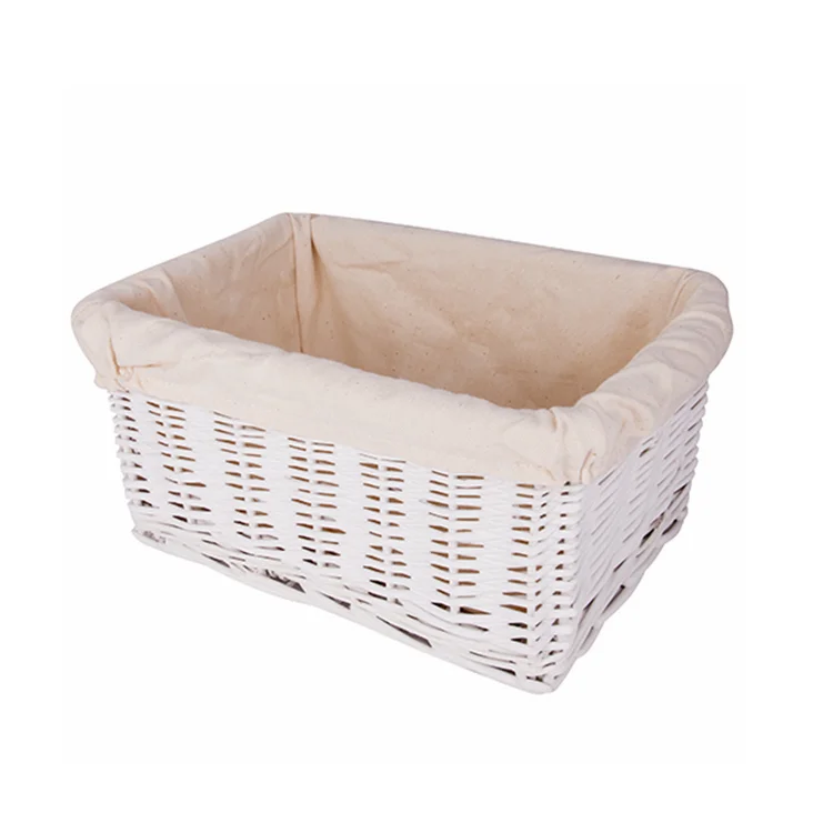
white wash small wicker empty hamper basket 