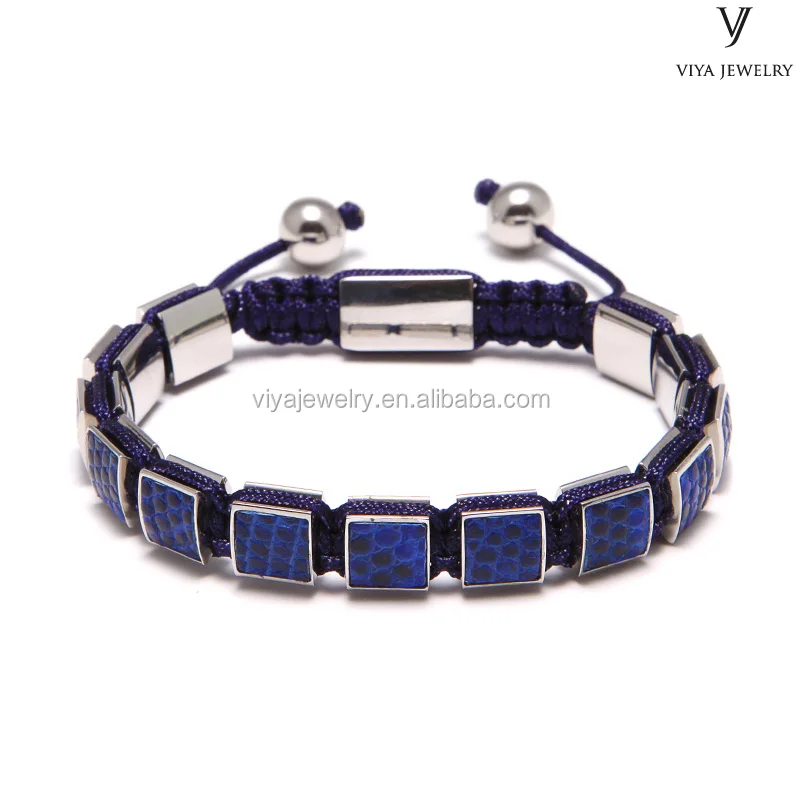 Mens jewelry 2017 Square Leather Beads Bracelet custom natural rope leather Bracelet