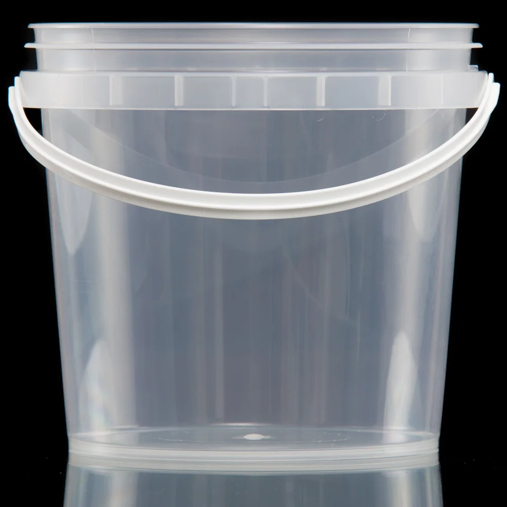 1 to 2l Tear Strip Lid Round Plastic Pail for Food