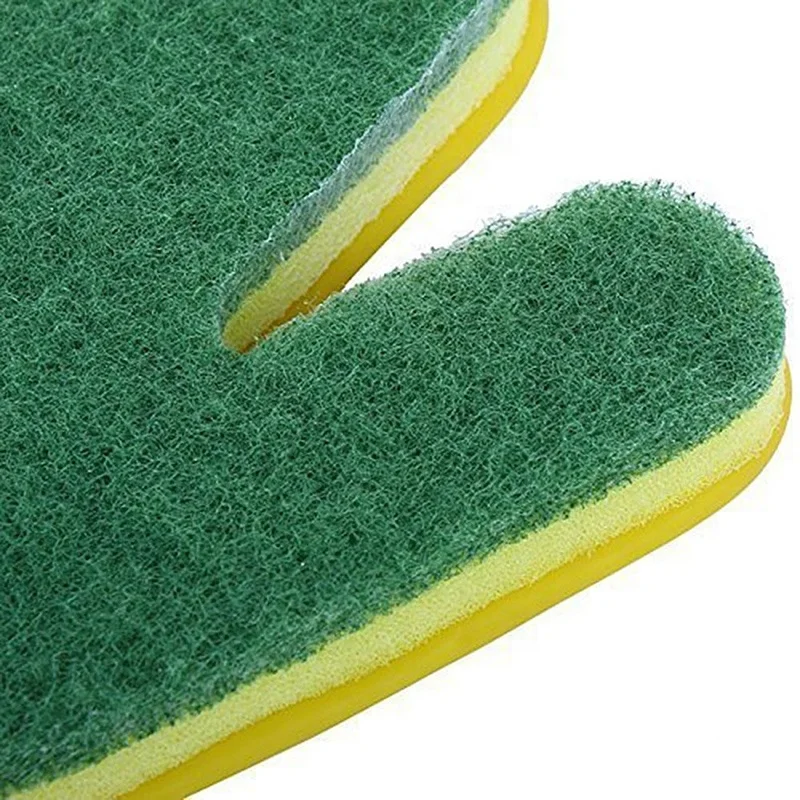 Creative Waterproof Household Rubber Scrub Cleaning Glove Kitchen Dish Washing Gloves Fingers With Scouring Pad Sponge