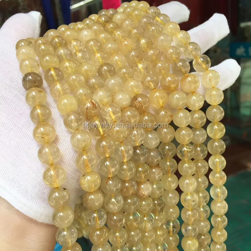 High Quality Natural Hair Crystal Beads With Rutilated Quartz loose Beads for bracelet jewelry Making