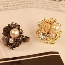 Imitation pearls elegant atmosphere in Europe and America rose ring opening wholesale fashion personality