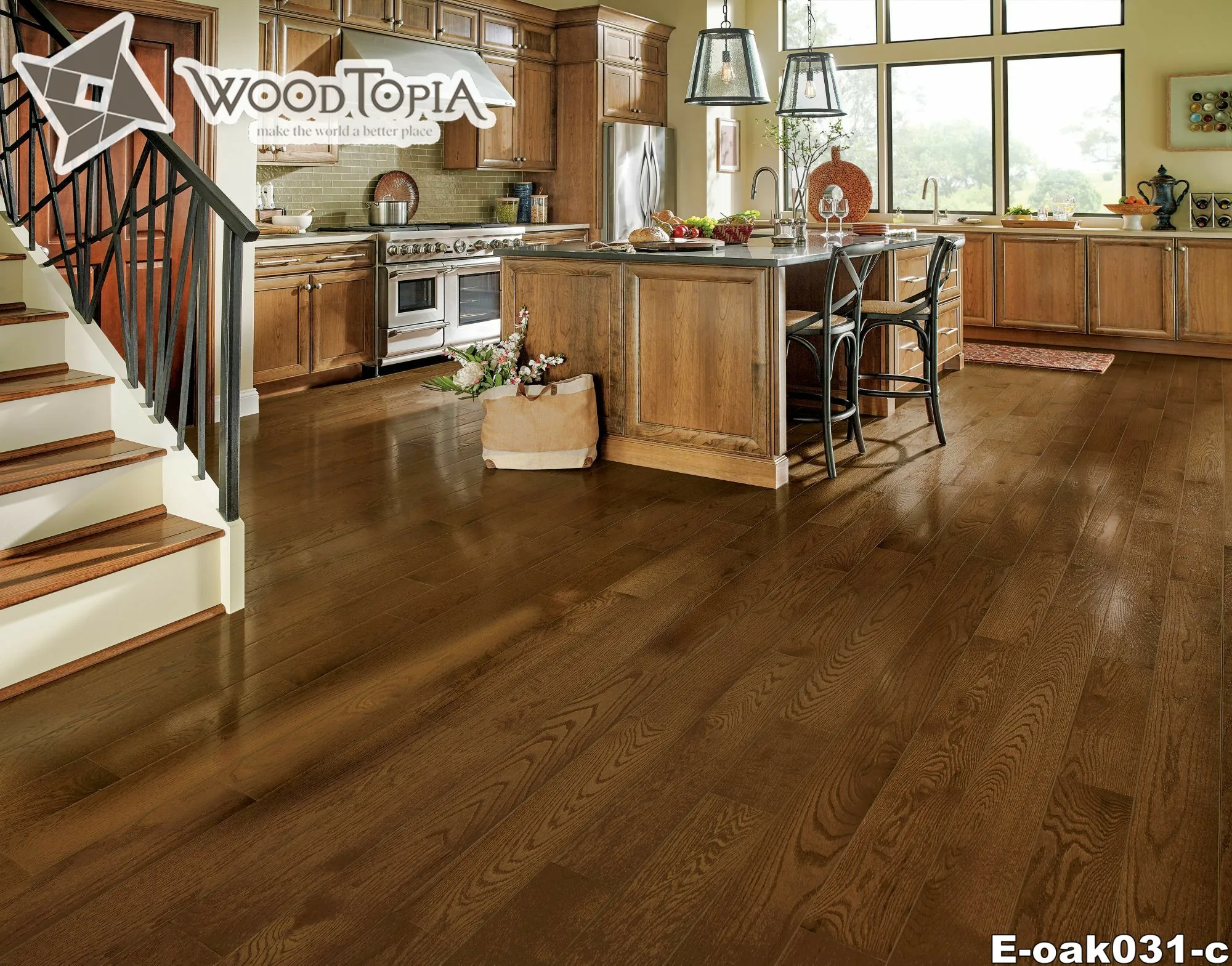 red cognac oak lamella engineered wood flooring