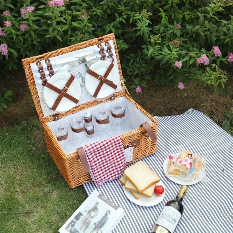 Wicker Picnic Hamper Basket 4 Person