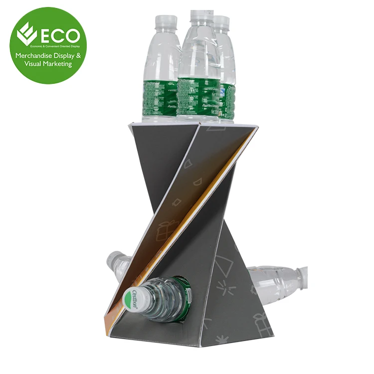 New Design Customized Water Bottle Cardboard Counter Display Stand For Promotion