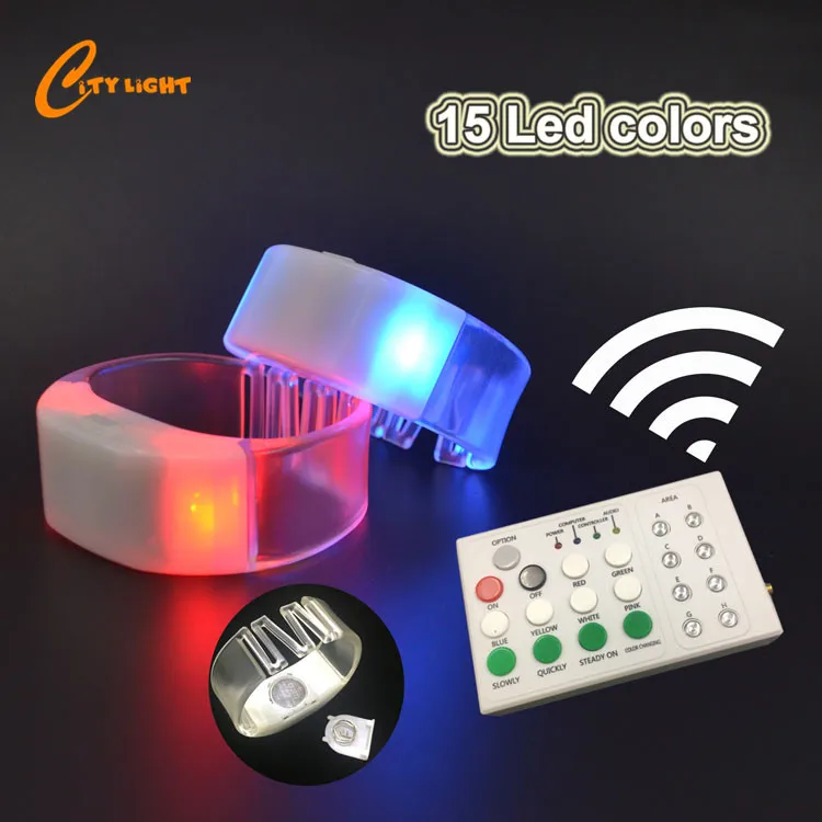 hot sale CR2032 battery replaceable silicone flashing radio control led wristband
