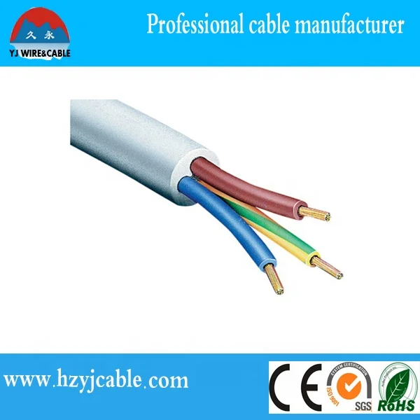 china electrical supplier copper wire 3/4 core royal cord cable PVC insulated 1.5/2.5/4/6mm2 ningbo electric wire prices