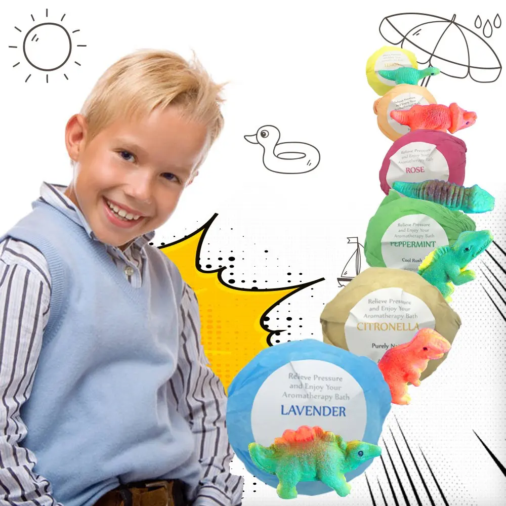 
Kids Bath Bombs with mascot Surprise Toys Bubble Bath Fizzies Natural Vegan Essential Oil spa organic bath Balls for children 