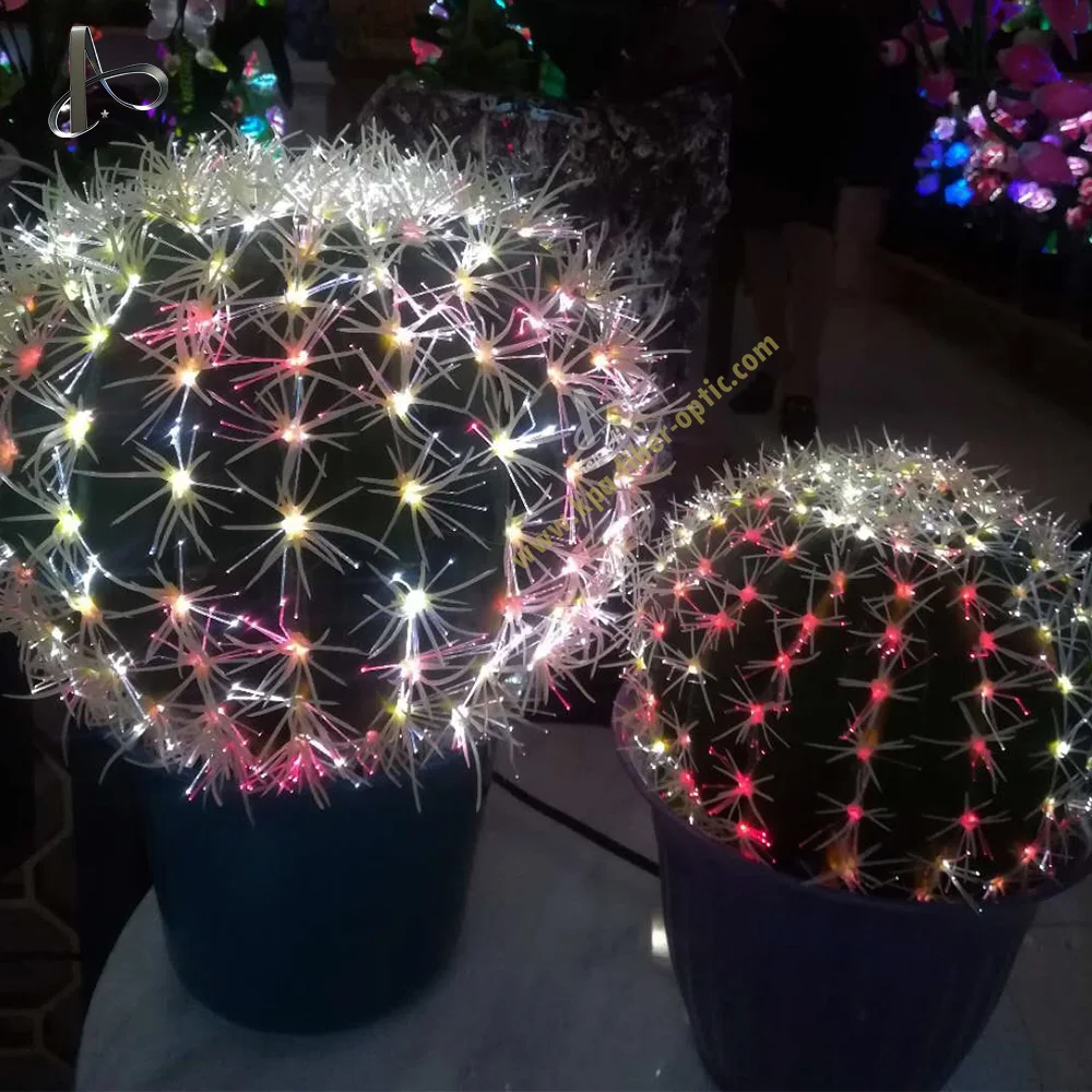 Cactus shape RGB led fiber optic flower lamp glow flower glow plant for home event decoration