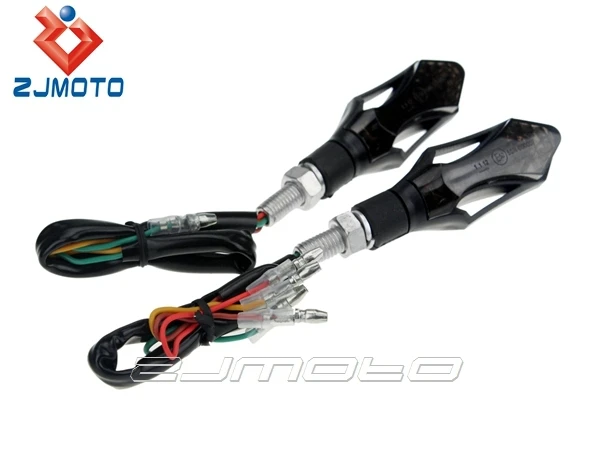 E-marked Approved ZJMOTO Motorcycle 12V LED Signal Light Turn Lamps With Smoke Lens Red+Amber Indicator Blinker For 8mm Bikes