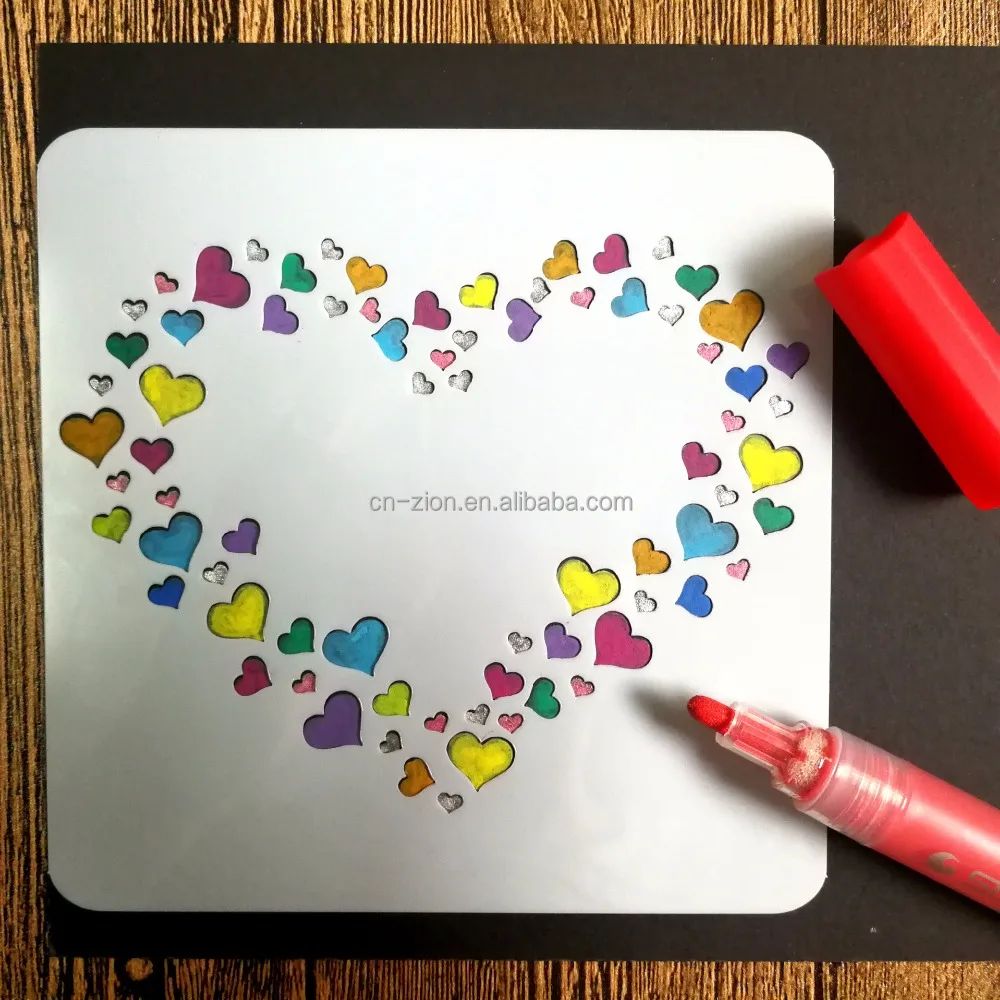 
New design Marry heart shape Stencil Set DIY Drawing Template for Diary Notebook Scrapbook Craft Projects 