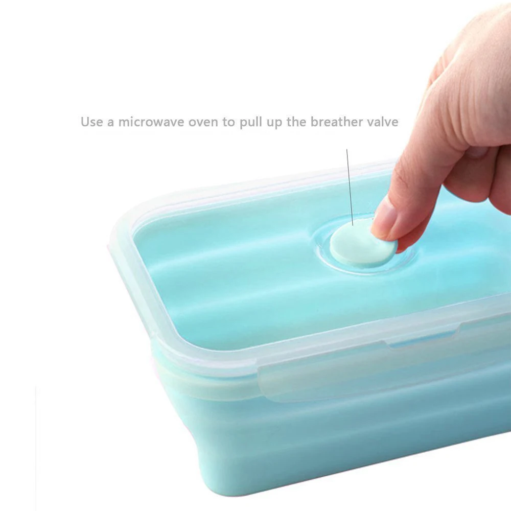 Microwave heated silicone folded lunch box Collapsible Heat-resistent food box portable vegetable container