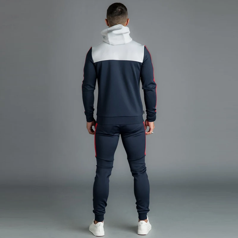 Mens Slim Fit Custom Fitted Plain Blank Tracksuits Wholesale Sports Wear Cheaper Sweat Wicking Training Tracksuits