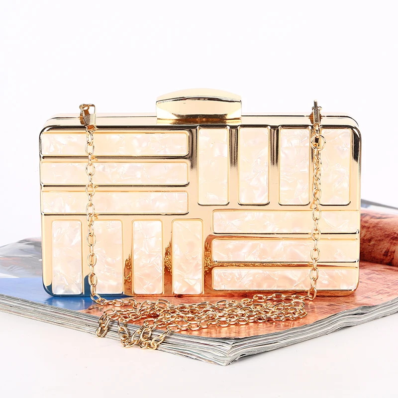 Factory direct wholesale whole metal frame acrylic evening bag brand new twill lining box clutches for women party prom banquet