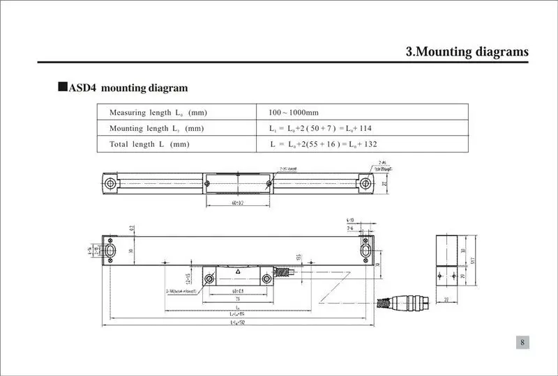 BiGa universal type ASD4 glass linear scale of 5um resolution linear encoder