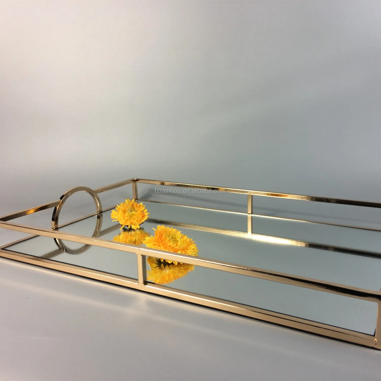 100% handmade rectangle metal vintage glass mirror serving tray for home decor and hotel