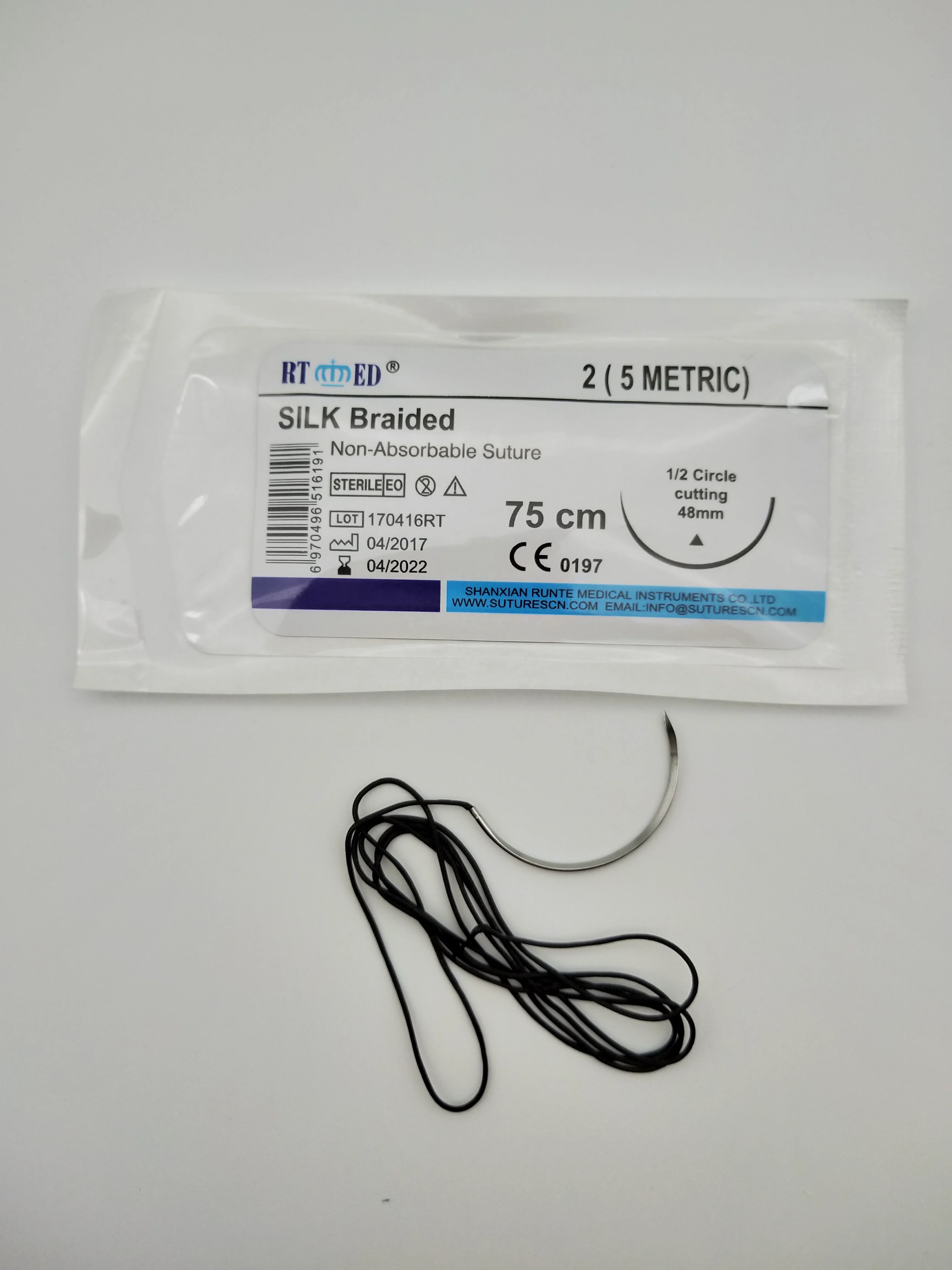 Фабричная цена, шелковые плетеные хирургические швы с/без иглы, OEM/ODM доступны