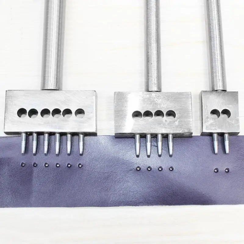
Steel 6mm 2/4/6 Prong Leather Punch Tool Spacing Row Circular Cut Hole Stitching Punch Cutter DIY Leathercraft Tools 