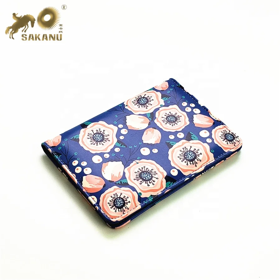 customized full 4C color printing PU leather passport holder cover case