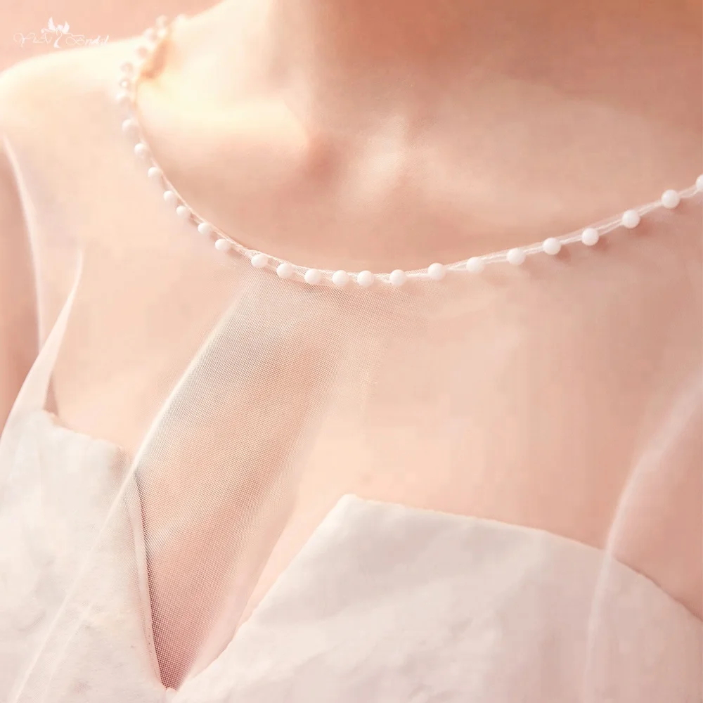 
LZP279 Real Pictures Yiaibridal Front Short Long Back Wedding Shawl Champagne Lace Ivory Tulle Bridal Bolero Woman 