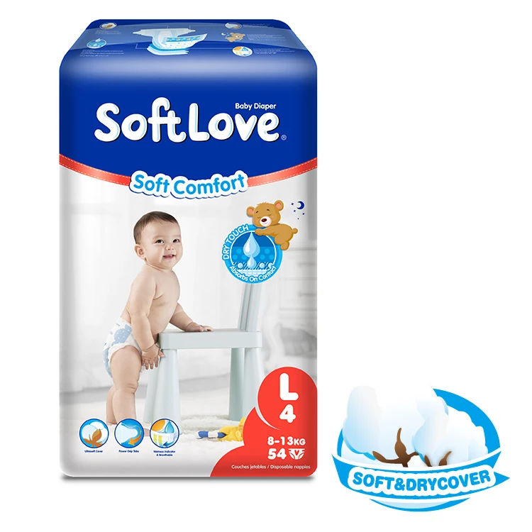 Оптовая продажа, одноразовые тканевые подгузники Softlove L 33 шт., Китай, высококачественные удобные детские подгузники