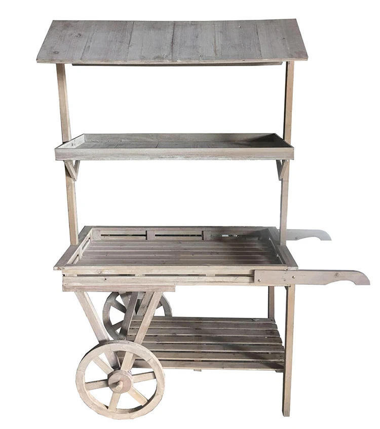 American country vintage solid wood trolley succulent flower rack wedding decoration