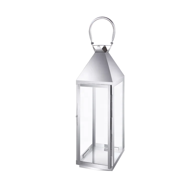Big Standing Lantern Stainless Steel Glass Decorative Lantern Candle Holders Wedding Hotel Home Decor Outdoor Gold Lantern Set