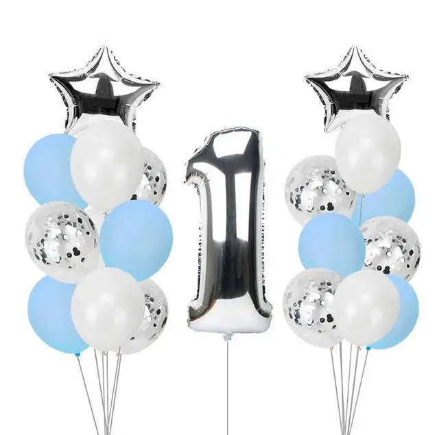 Wholesale 1st Birthday Party Decoration 32inch Number 1 Foil Balloon Set Confetti and Latex Balloons