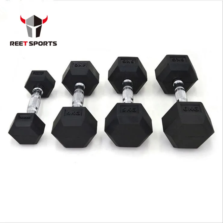 Wholesale high quality commercial rubber coated cast iron dumbbells