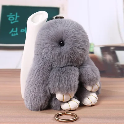  Брелок из меха кролика рекс игрушка кролик кукла для сумки милый помпон брелок