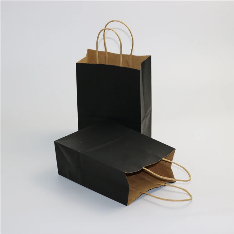 Пользовательские Дизайн Дешевые черный мешок крафт-бумаги для покупок