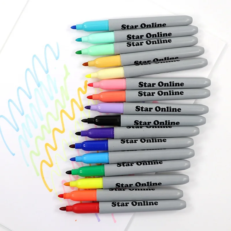 
16 assorted colors pastel classic custom permanent marker supplier 