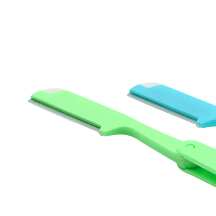 Colorful eyebrow trimmer plastic foldable makeup dedicated scraping eyebrow razor blades