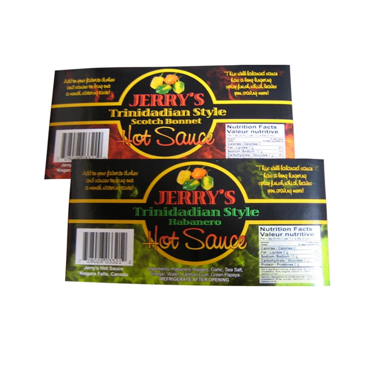 
Custom Waterproof Glossy Food Product Roll Stickers Printing Hot Sauce Bottle Labels 