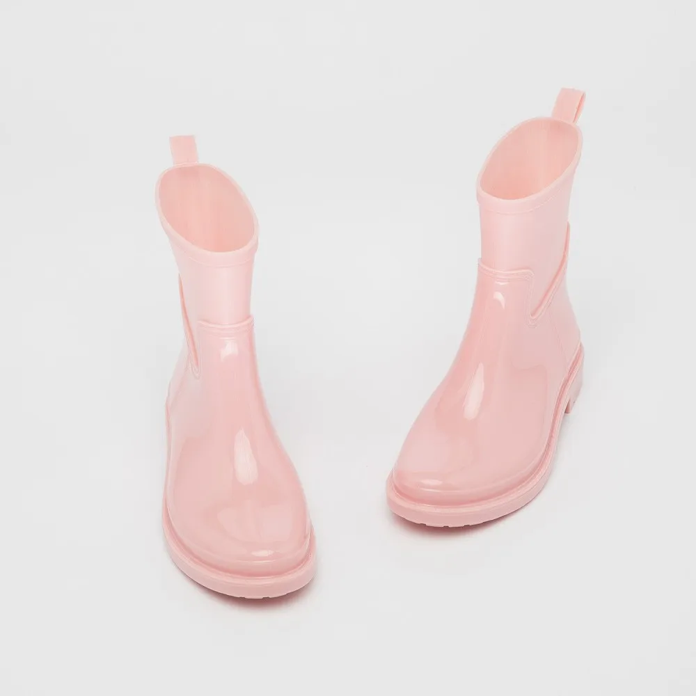 
outdoor garden farm weeding use fashion waterproof antislip mid tube pure solid color soft PVC gum boots rain waterproof shoes 