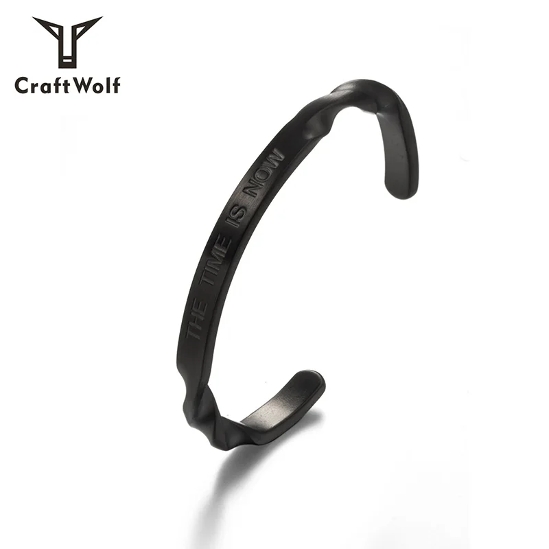 Craft Wolf custom jewelry men women gold silver cuff  316L stainless steel twisted bracelet wholesale Original design factory