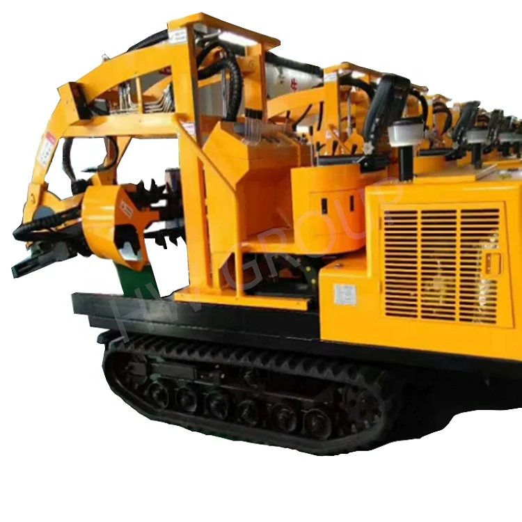 Backhoe loader with small transplanting tree spade  with a tree spade