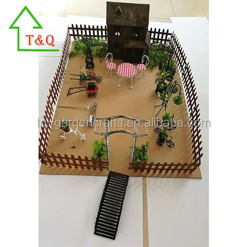 MINIATURE RUSTY FINISH GARDEN BRIDGE WIRE/METAL FAIRY GARDEN