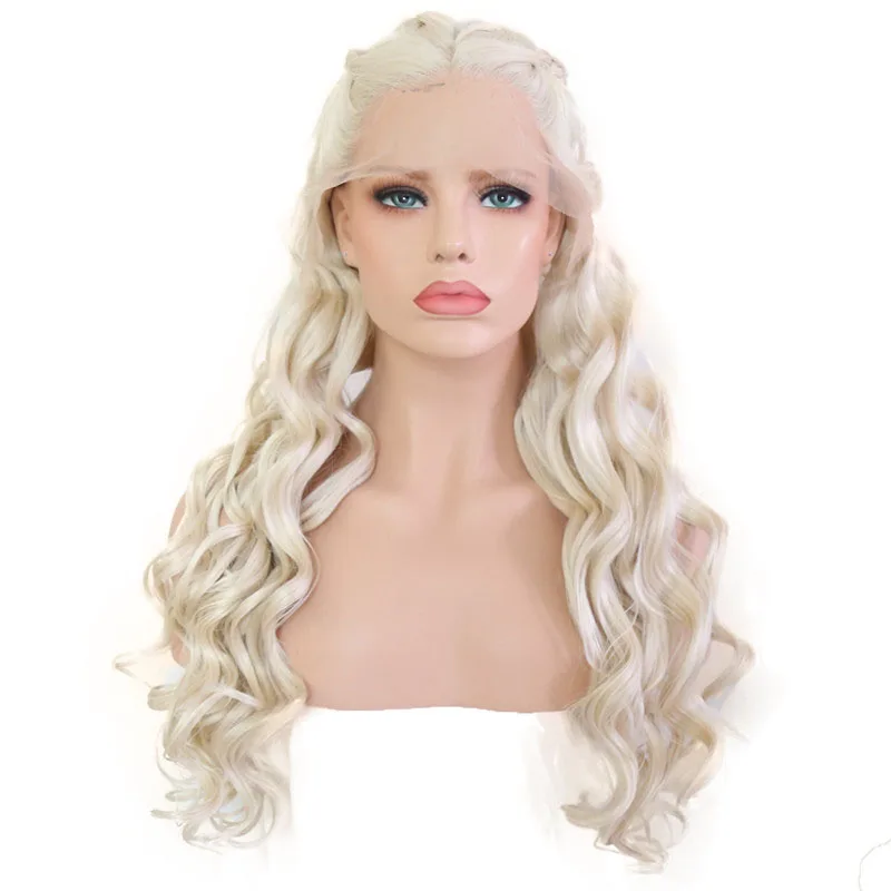 
Wholesale Heat Resistant Synthetic Lace Front Wigs wigs for black Blonde toupee Color Body Wave Long Glueless Wig With Baby Hair 