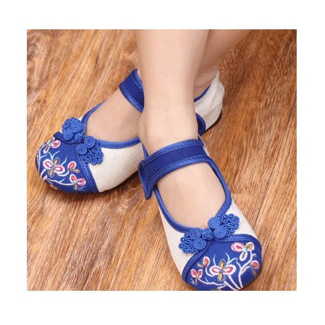 Новый дизайн, скрытый 3 см средний каблук, Детские парусиновые туфли с вышивкой, ремешок на щиколотке, детская повседневная обувь для девочек, мягкие и удобные
