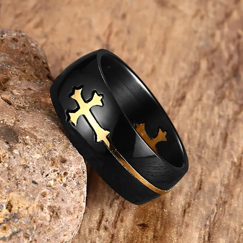 
2019 hot selling stainless steel cross could adjustable rings for men 
