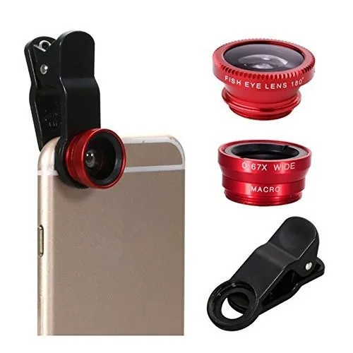 Newest 3in1 Wide Angle+Fish Eye+Macro Clip On mobile Camera Lens Kit For Universal Smart Phone
