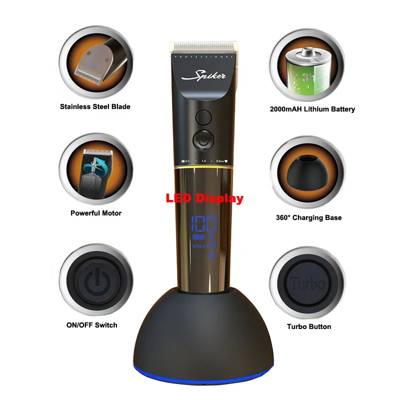 Digital LED Display Professional Hair Trimmer Rechargeable Electric Hair Clipper Hair Cut Machine JM-528