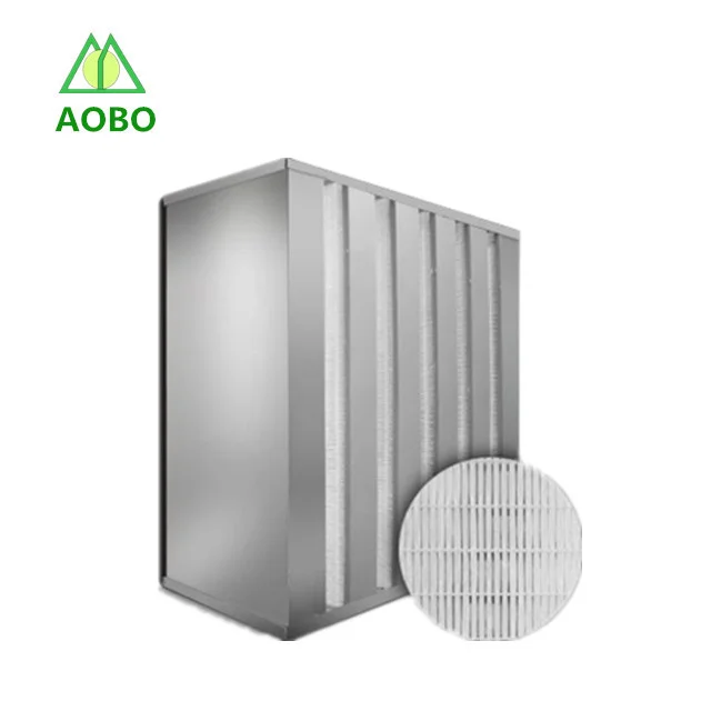 Metal  frame v bank hepa  filter compact air filter for gas turbine