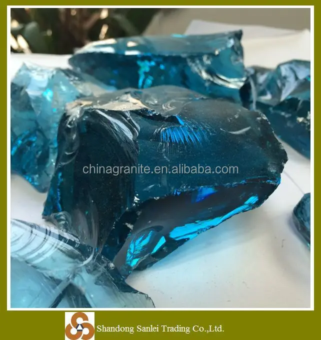 
Garden decorated glass stone architectural glass big blue glass rocks 