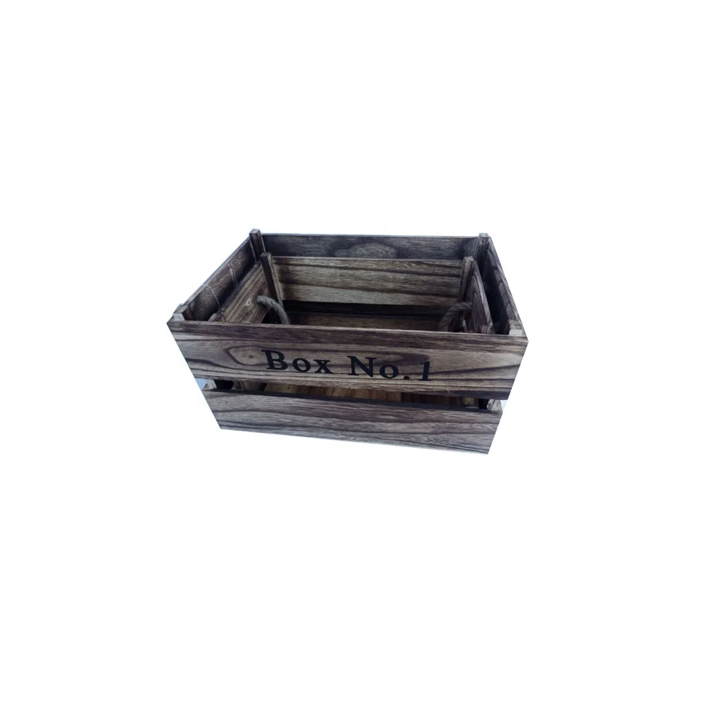Antique Color Solid Wood Crate Handmade Painting Treatment Wooden Box/Crate for Home Decor Wooden Crafts