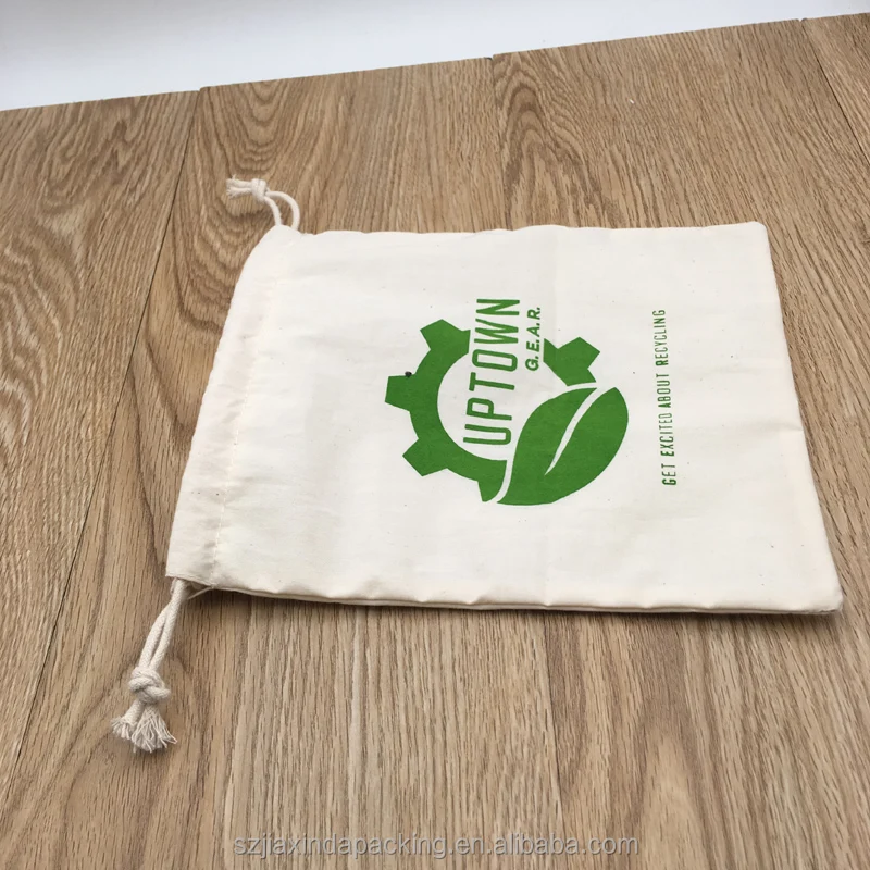 Muslin Cotton Drawstring Bag WIth Re-inforced Opening