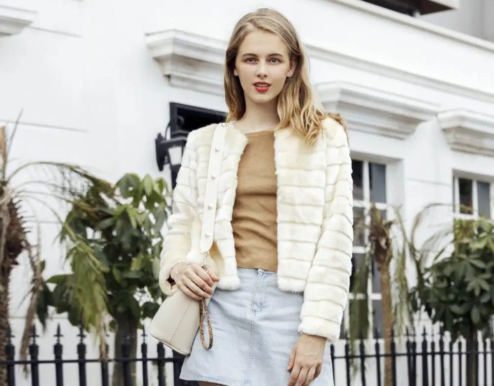 small moq wholesale  and custom fashion high quality  faux mink fur coat, Factory price Shenzhen Lily Cheng